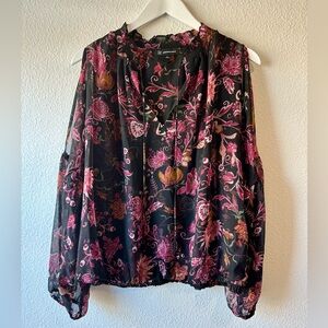 ☀️ INC International Concepts Slit-Sleeve Ruffled-Neck Popover Top